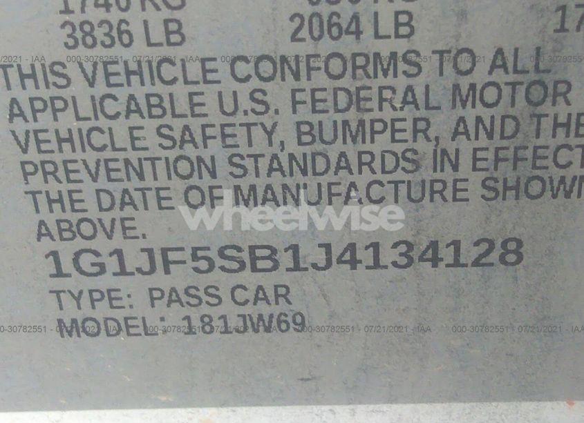 Photo 9 of 2018 Chevrolet Sonic PREMIER AUTO (VIN 1G1JF5SB1J4134128)