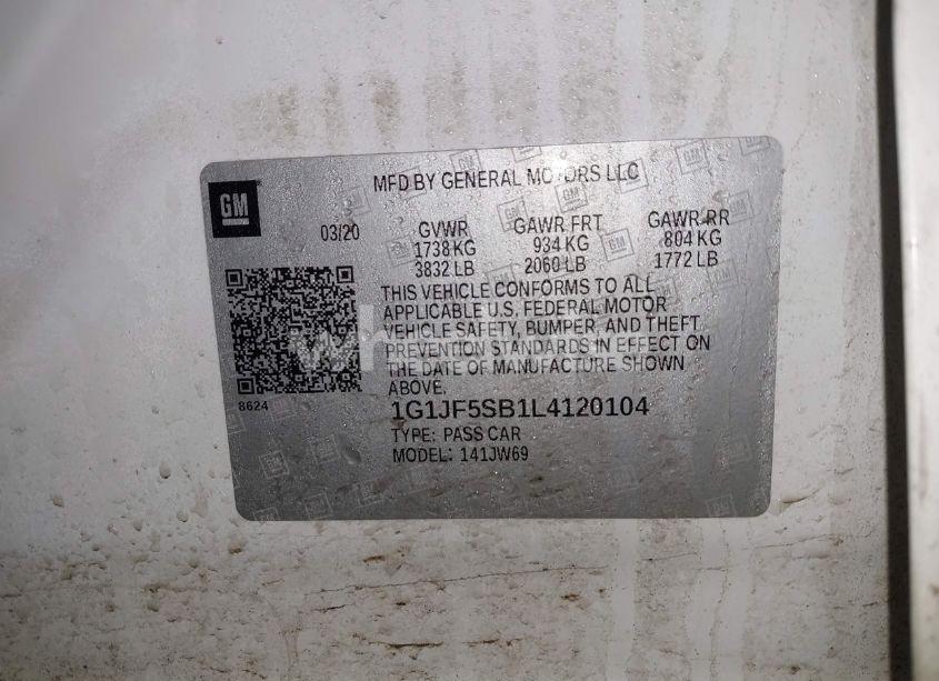 Photo 9 of 2020 Chevrolet Sonic FWD PREMIER (VIN 1G1JF5SB1L4120104)