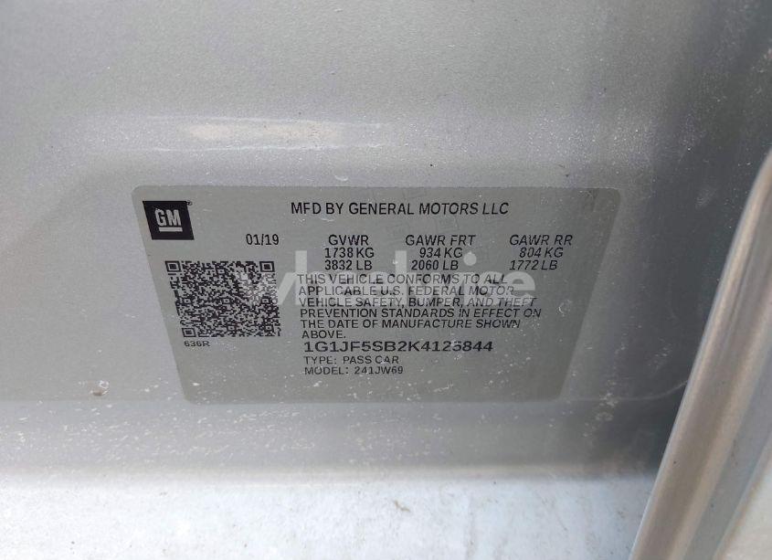 Photo 9 of 2019 Chevrolet Sonic PREMIER AUTO (VIN 1G1JF5SB2K4125844)