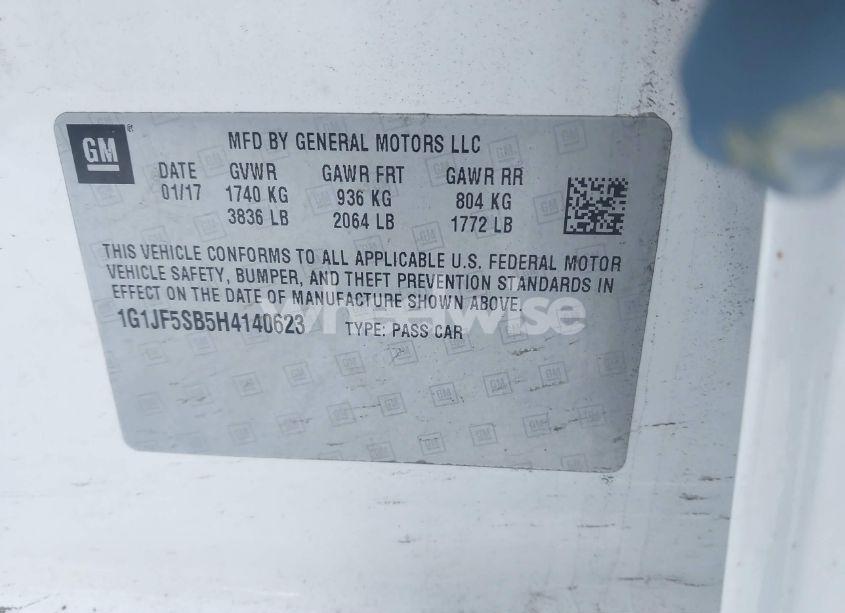 Photo 9 of 2017 Chevrolet Sonic PREMIER AUTO (VIN 1G1JF5SB5H4140623)