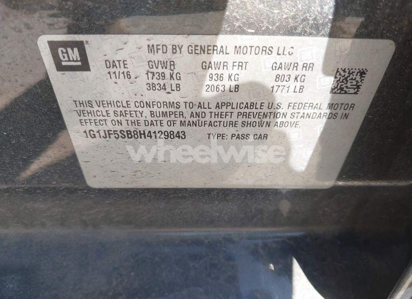 Photo 9 of 2017 Chevrolet Sonic PREMIER AUTO (VIN 1G1JF5SB8H4129843)