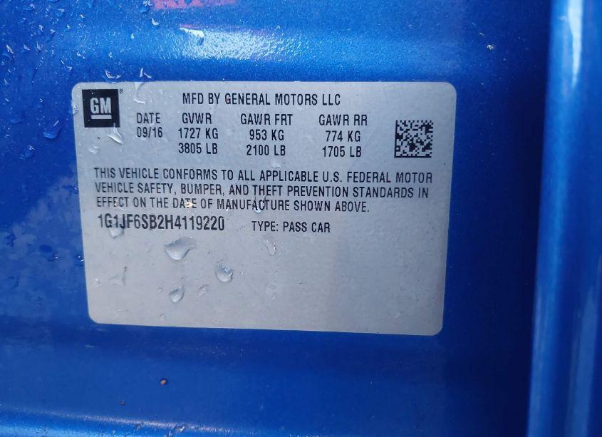 Photo 9 of 2017 Chevrolet Sonic PREMIER AUTO (VIN 1G1JF6SB2H4119220)