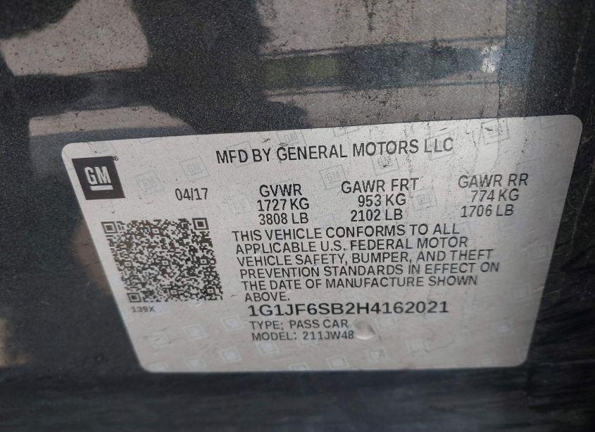 Photo 9 of 2017 Chevrolet Sonic PREMIER AUTO (VIN 1G1JF6SB2H4162021)