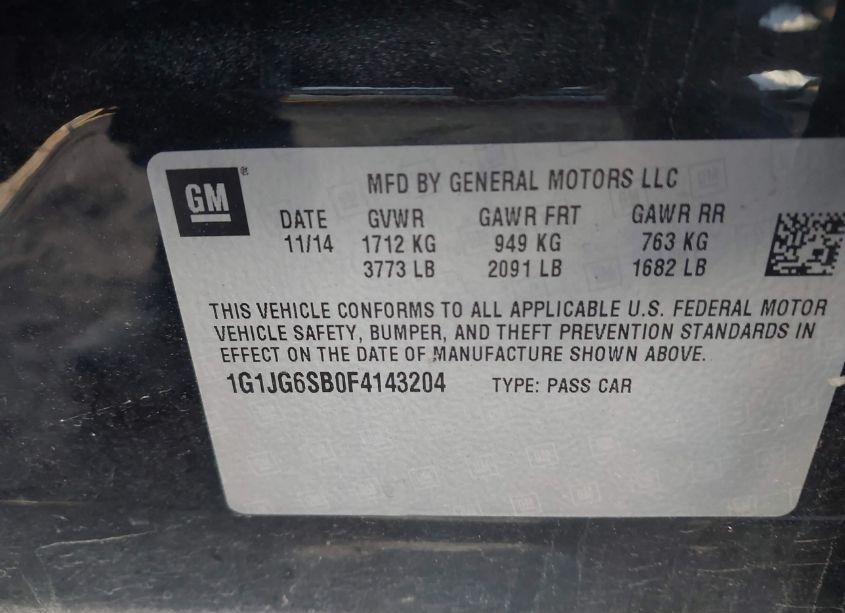 Photo 9 of 2015 Chevrolet Sonic RS AUTO (VIN 1G1JG6SB0F4143204)