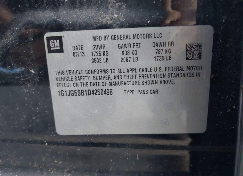 Photo 9 of 2013 Chevrolet Sonic RS AUTO (VIN 1G1JG6SB1D4250498)