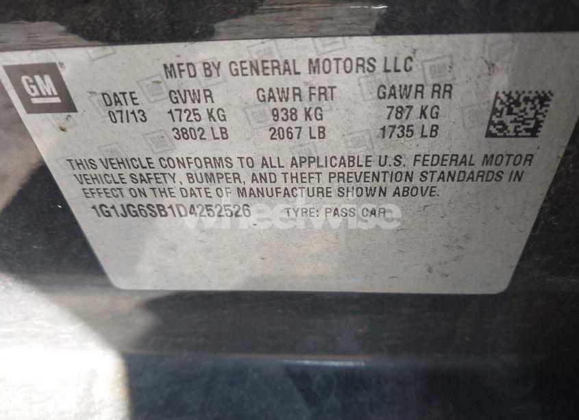 Photo 8 of 2013 Chevrolet Sonic RS AUTO (VIN 1G1JG6SB1D4252526)