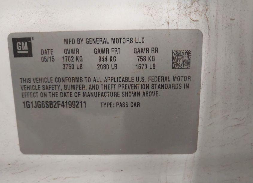 Photo 9 of 2015 Chevrolet Sonic RS AUTO (VIN 1G1JG6SB2F4199211)