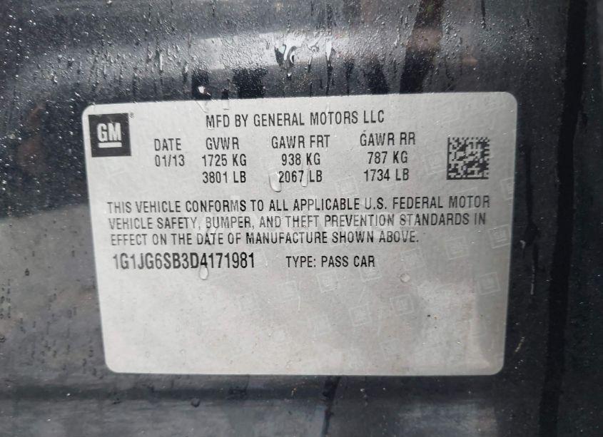 Photo 9 of 2013 Chevrolet Sonic RS AUTO (VIN 1G1JG6SB3D4171981)