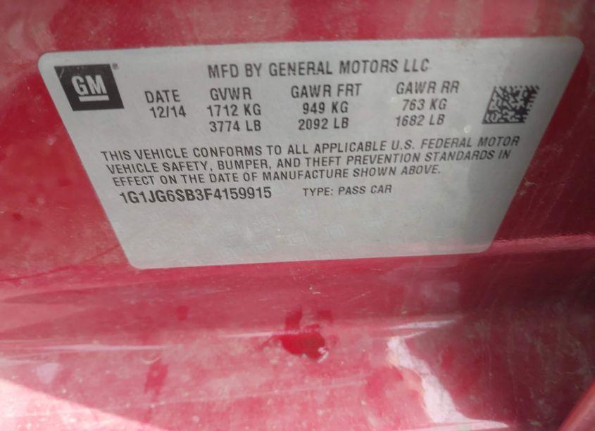 Photo 9 of 2015 Chevrolet Sonic RS AUTO (VIN 1G1JG6SB3F4159915)