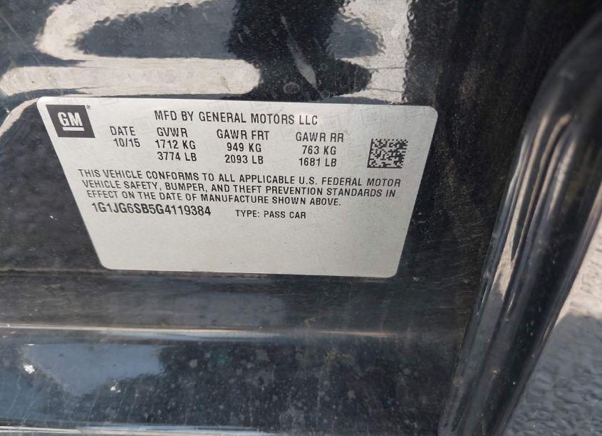 Photo 9 of 2016 Chevrolet Sonic RS AUTO (VIN 1G1JG6SB5G4119384)