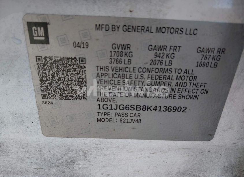 Photo 9 of 2019 Chevrolet Sonic LT AUTO (VIN 1G1JG6SB8K4136902)