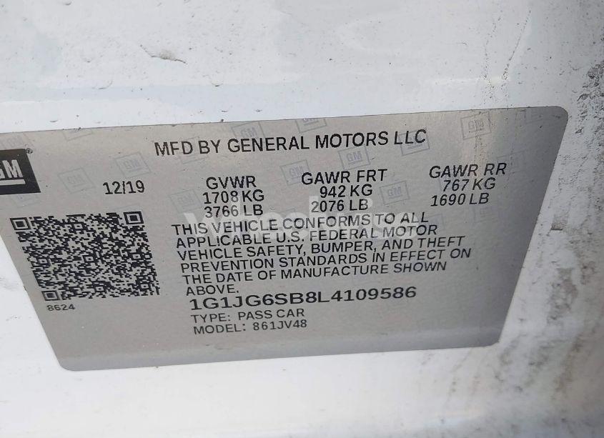 Photo 9 of 2020 Chevrolet Sonic FWD 1FL 5-DOOR (VIN 1G1JG6SB8L4109586)