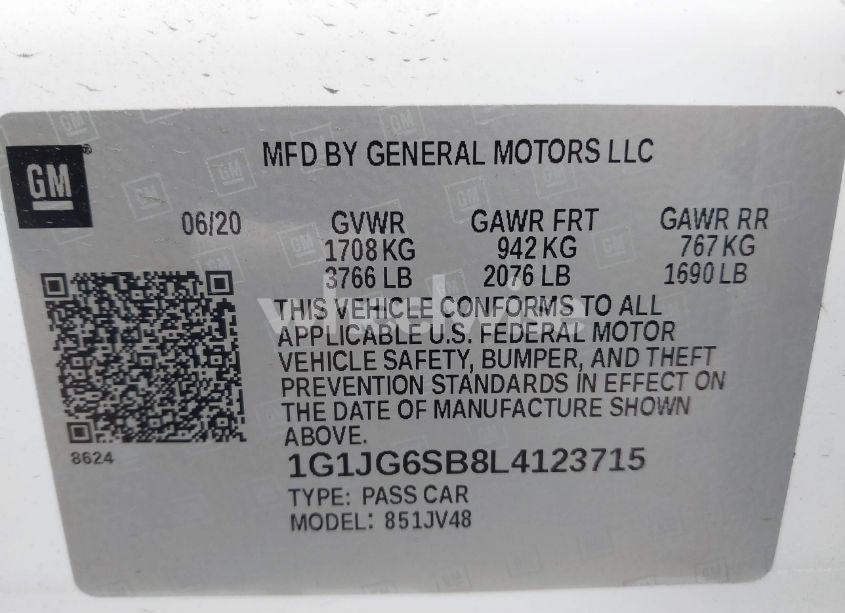 Photo 9 of 2020 Chevrolet Sonic FWD 1FL 5-DOOR (VIN 1G1JG6SB8L4123715)