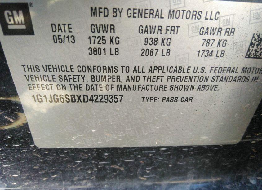 Photo 9 of 2013 Chevrolet Sonic RS AUTO (VIN 1G1JG6SBXD4229357)