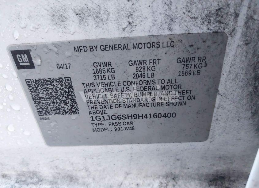 Photo 9 of 2017 Chevrolet Sonic (VIN 1G1JG6SH9H4160400)