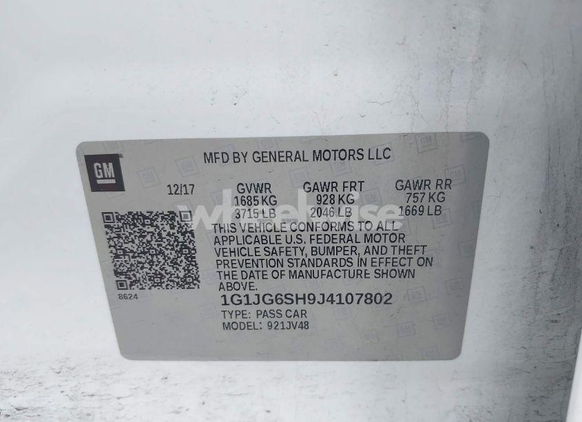 Photo 9 of 2018 Chevrolet Sonic LT AUTO (VIN 1G1JG6SH9J4107802)