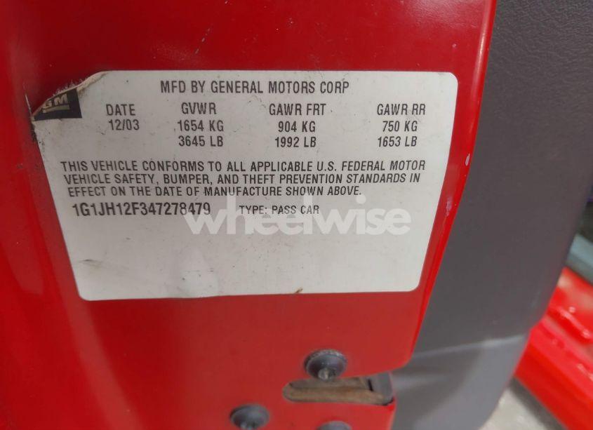 Photo 9 of 2004 Chevrolet Cavalier LS SPORT (VIN 1G1JH12F347278479)