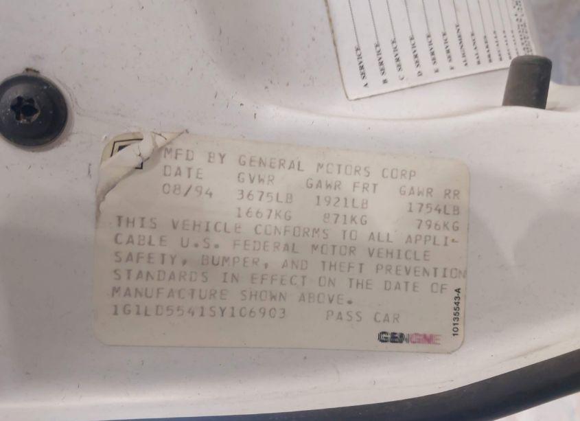 Photo 9 of 1995 Chevrolet Corsica (VIN 1G1LD5541SY106903)