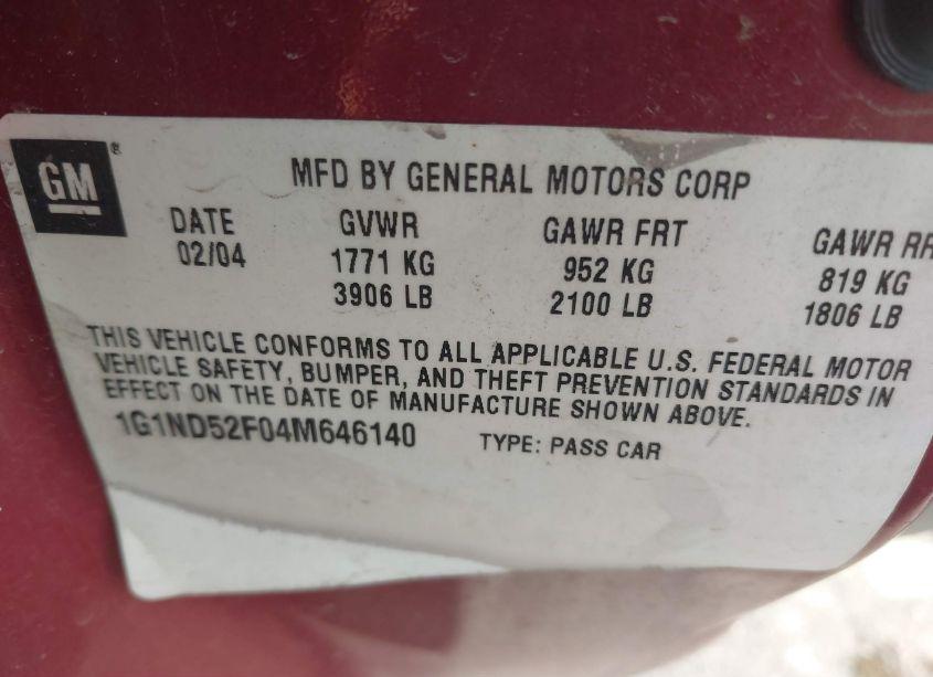 Photo 9 of 2004 Chevrolet Classic (VIN 1G1ND52F04M646140)