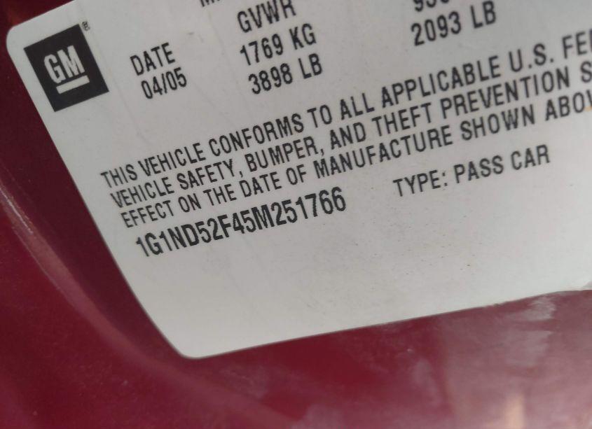 Photo 9 of 2005 Chevrolet Classic N/A (VIN 1G1ND52F45M251766)