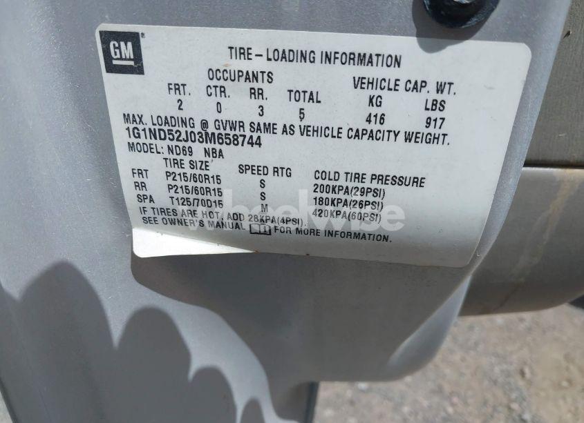 Photo 9 of 2003 Chevrolet Malibu (VIN 1G1ND52J03M658744)