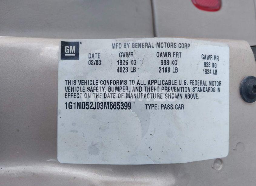 Photo 9 of 2003 Chevrolet Malibu (VIN 1G1ND52J03M665399)