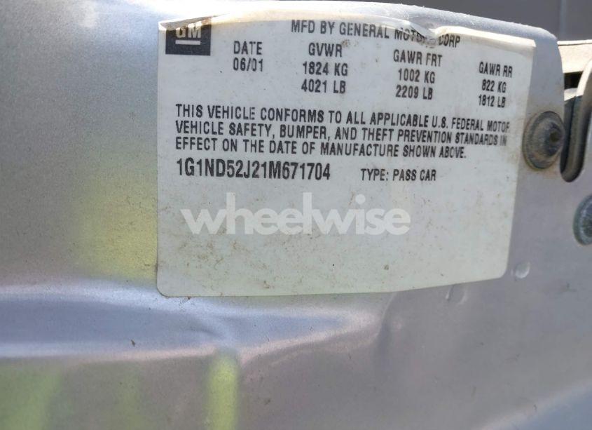 Photo 9 of 2001 Chevrolet Malibu (VIN 1G1ND52J21M671704)