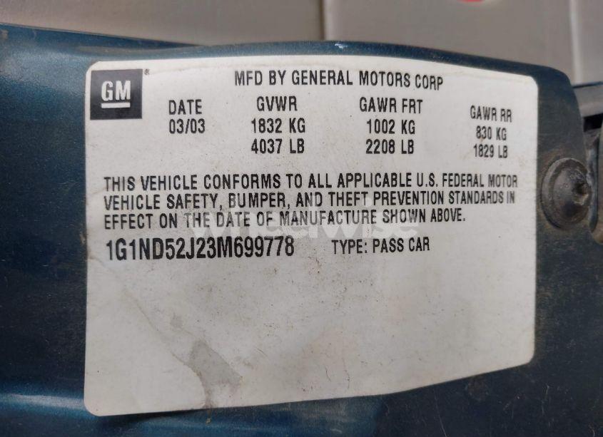 Photo 9 of 2003 Chevrolet Malibu (VIN 1G1ND52J23M699778)