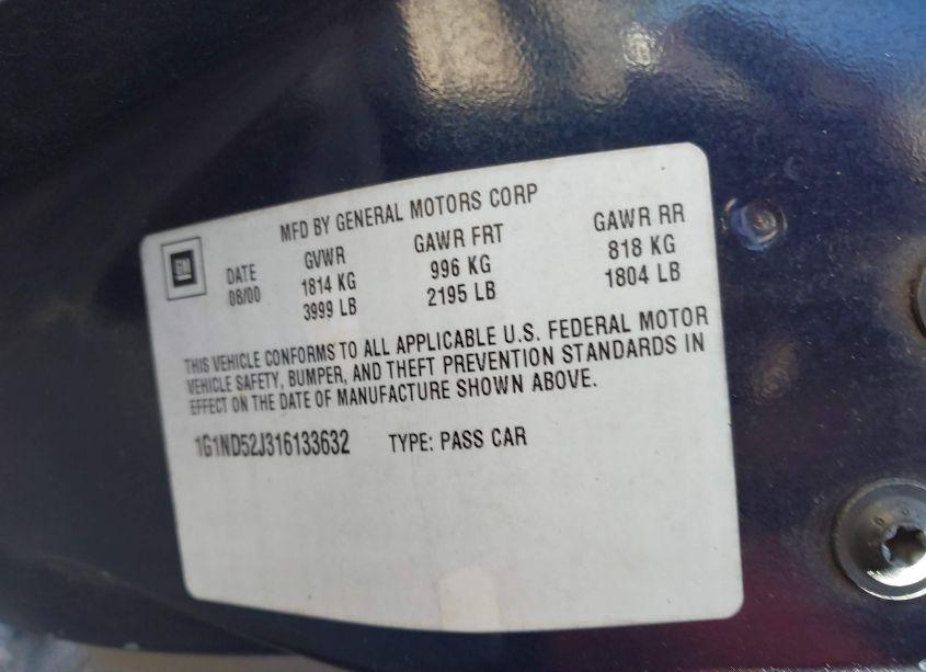 Photo 9 of 2001 Chevrolet Malibu (VIN 1G1ND52J316133632)