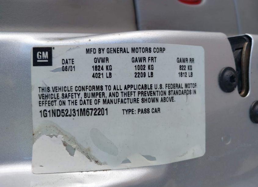 Photo 9 of 2001 Chevrolet Malibu (VIN 1G1ND52J31M672201)