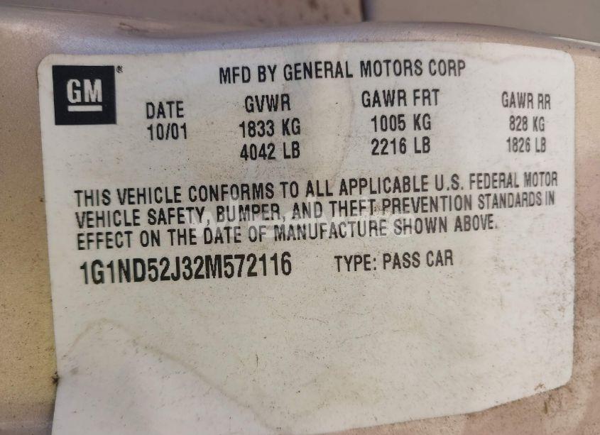 Photo 9 of 2002 Chevrolet Malibu (VIN 1G1ND52J32M572116)