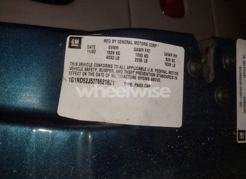 Photo 9 of 2003 Chevrolet Malibu (VIN 1G1ND52J53M621821)