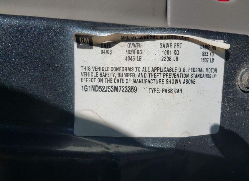 Photo 9 of 2003 Chevrolet Malibu (VIN 1G1ND52J53M723359)