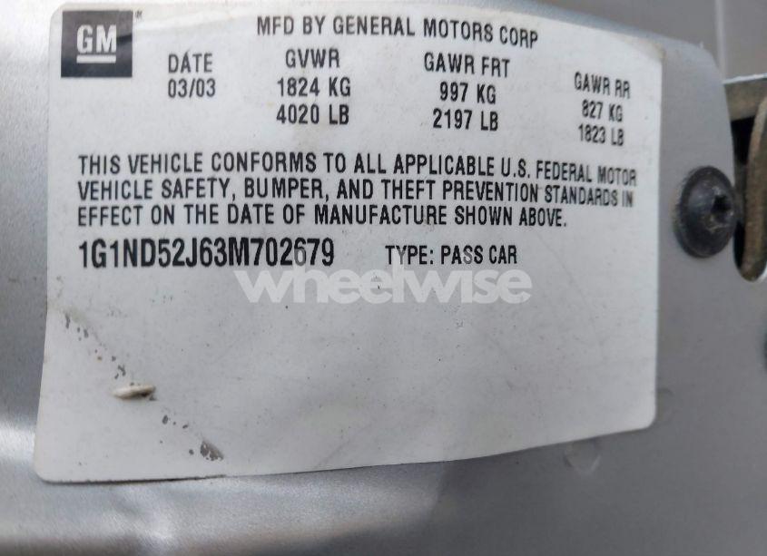 Photo 9 of 2003 Chevrolet Malibu (VIN 1G1ND52J63M702679)