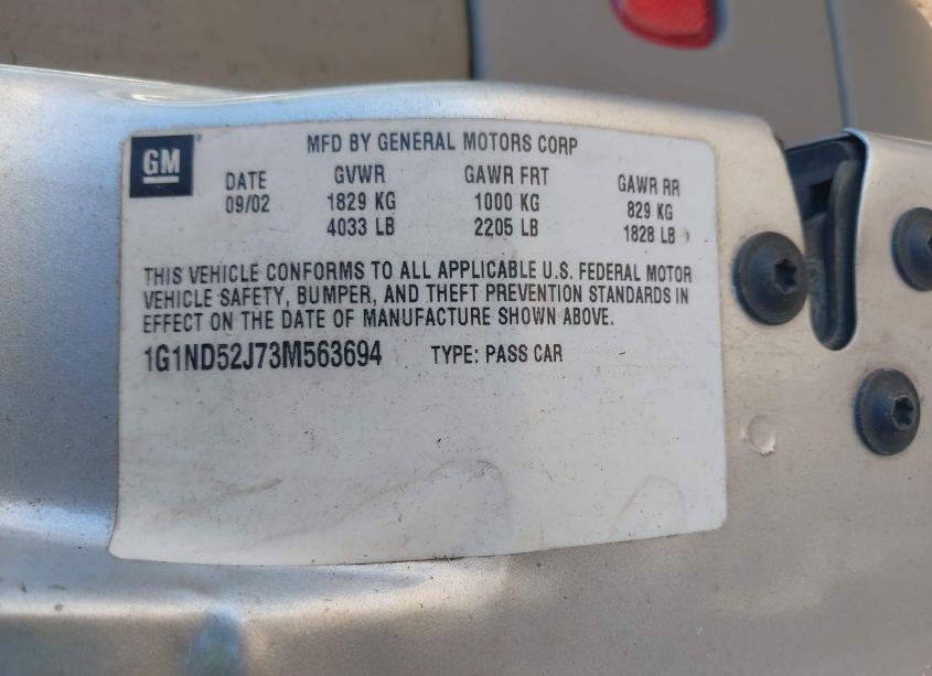 Photo 9 of 2003 Chevrolet Malibu (VIN 1G1ND52J73M563694)