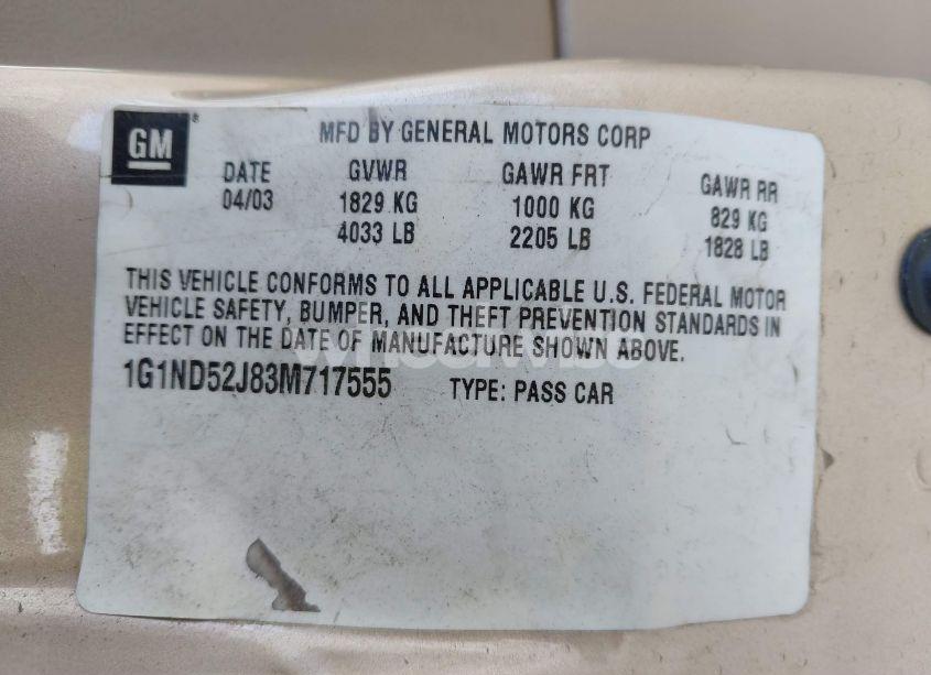 Photo 9 of 2003 Chevrolet Malibu (VIN 1G1ND52J83M717555)