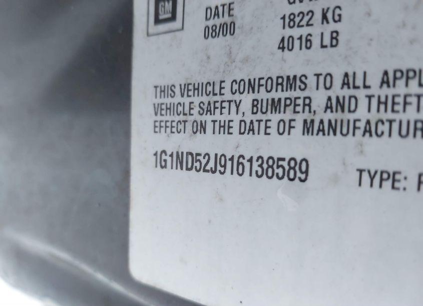 Photo 9 of 2001 Chevrolet Malibu (VIN 1G1ND52J916138589)