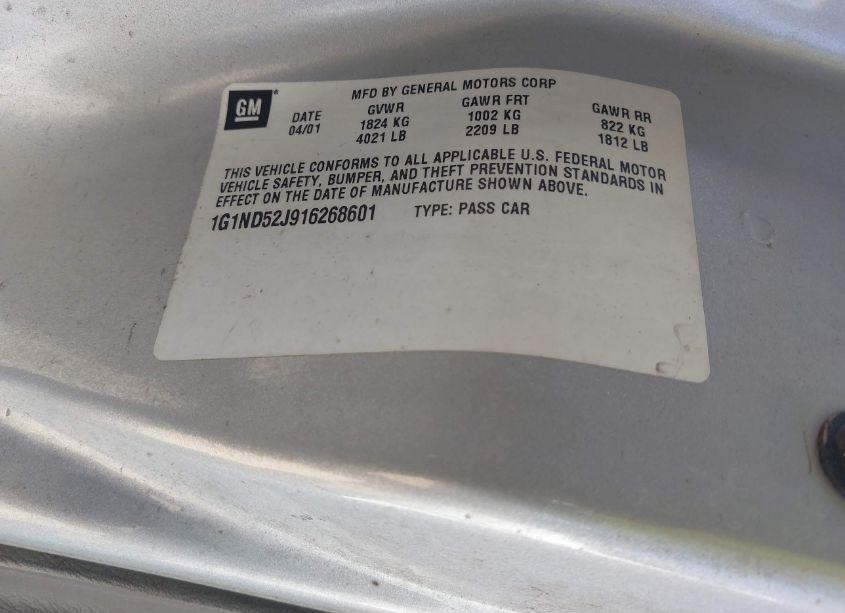 Photo 9 of 2001 Chevrolet Malibu (VIN 1G1ND52J916268601)