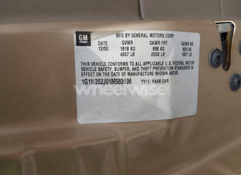 Photo 9 of 2001 Chevrolet Malibu (VIN 1G1ND52J91M583698)