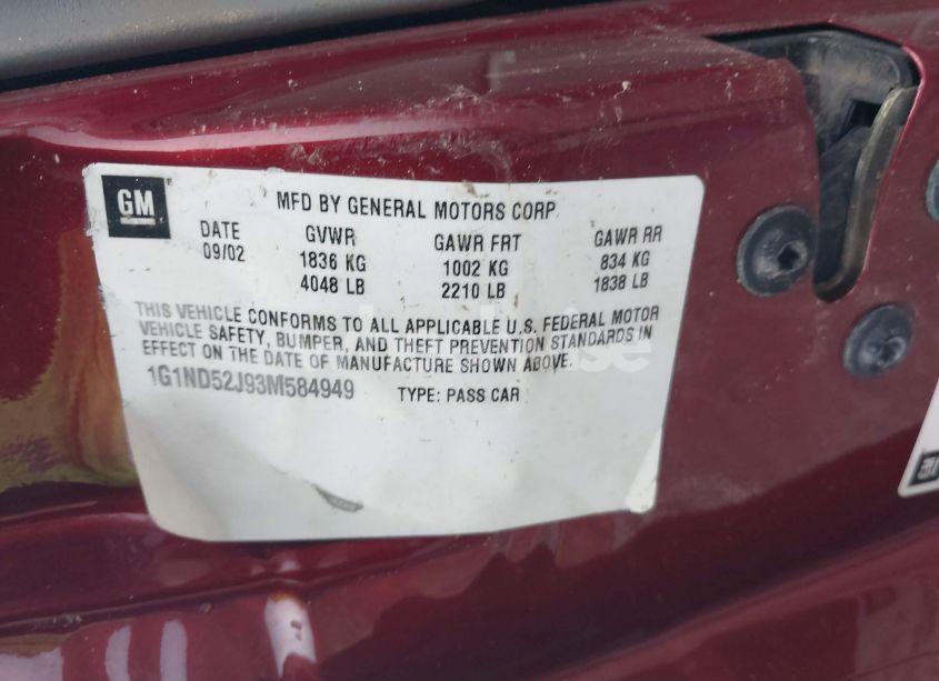 Photo 9 of 2003 Chevrolet Malibu (VIN 1G1ND52J93M584949)