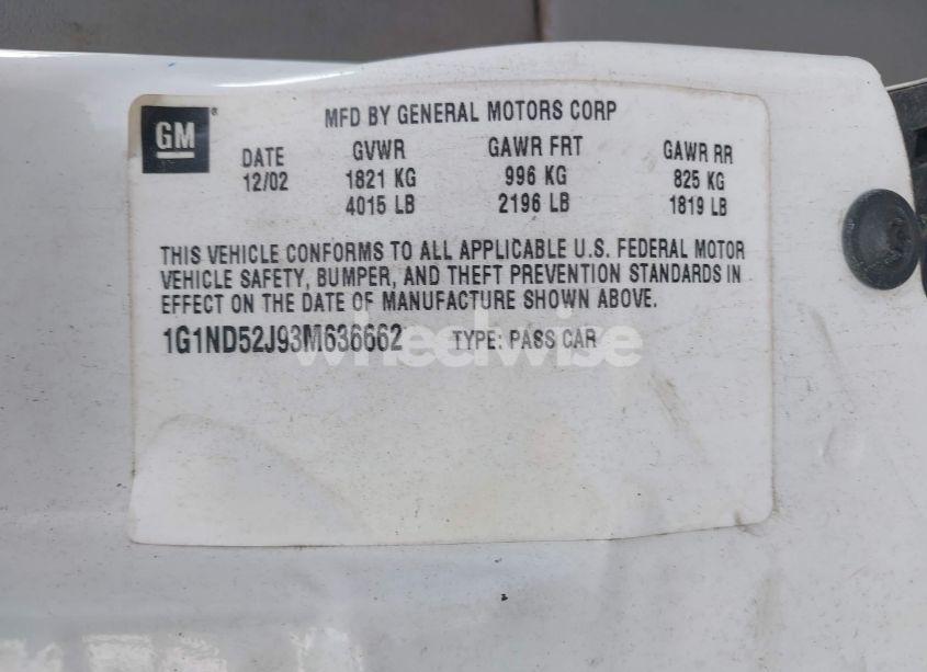 Photo 9 of 2003 Chevrolet Malibu (VIN 1G1ND52J93M636662)