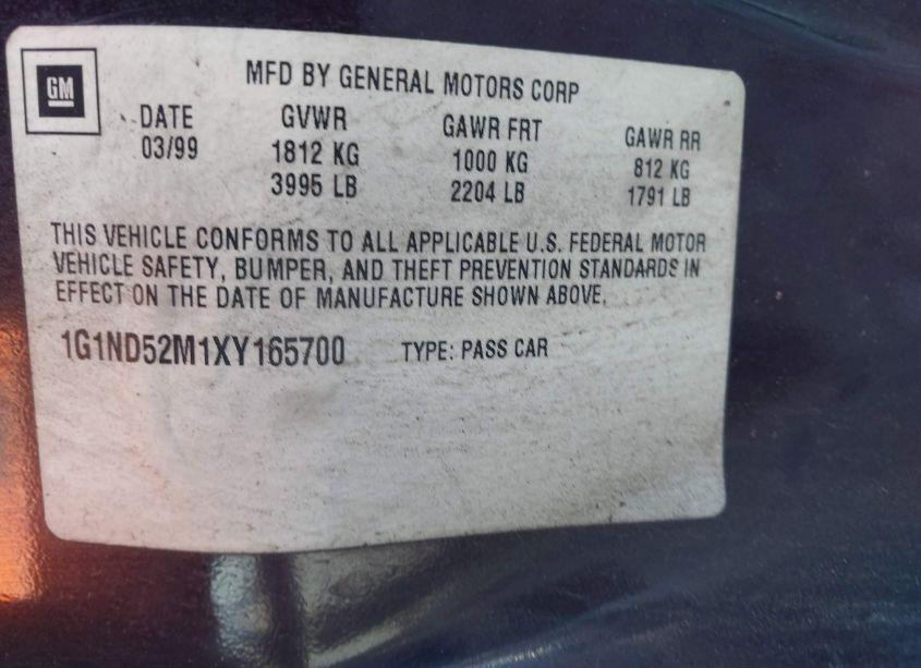 Photo 9 of 1999 Chevrolet Malibu N/A (VIN 1G1ND52M1XY165700)