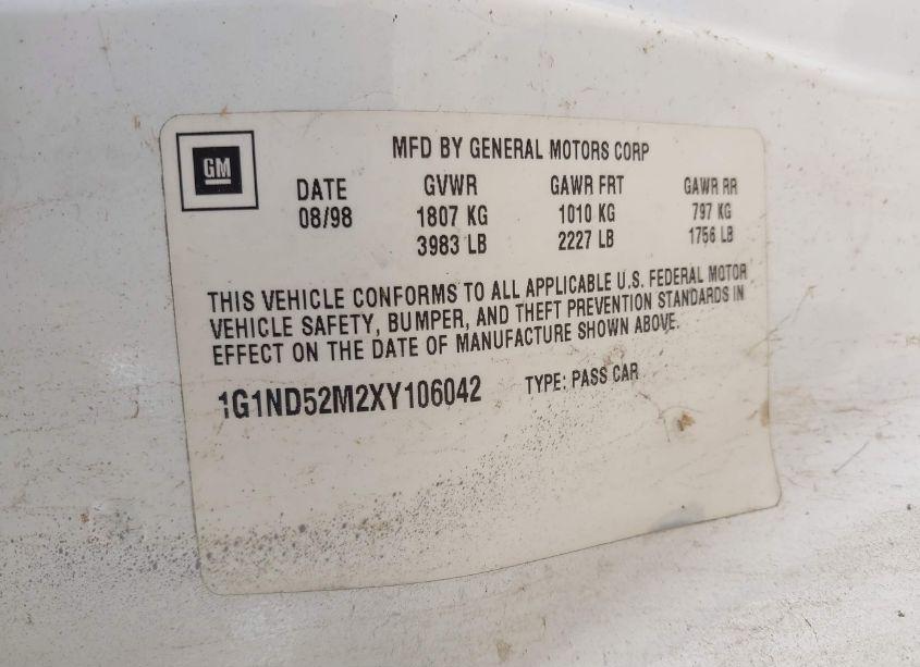 Photo 9 of 1999 Chevrolet Malibu N/A (VIN 1G1ND52M2XY106042)