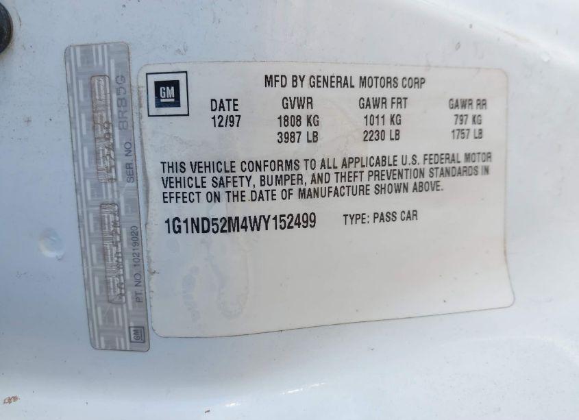 Photo 9 of 1998 Chevrolet Malibu (VIN 1G1ND52M4WY152499)