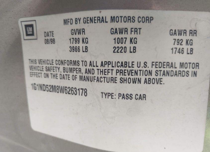 Photo 9 of 1998 Chevrolet Malibu (VIN 1G1ND52M8W6263178)