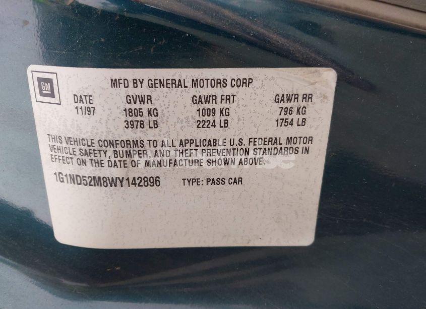 Photo 9 of 1998 Chevrolet Malibu (VIN 1G1ND52M8WY142896)