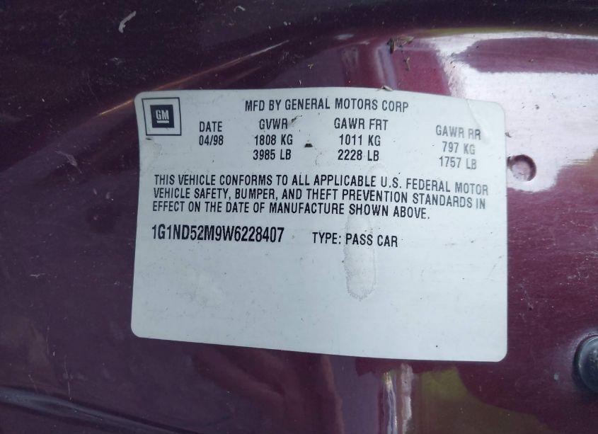 Photo 9 of 1998 Chevrolet Malibu (VIN 1G1ND52M9W6228407)