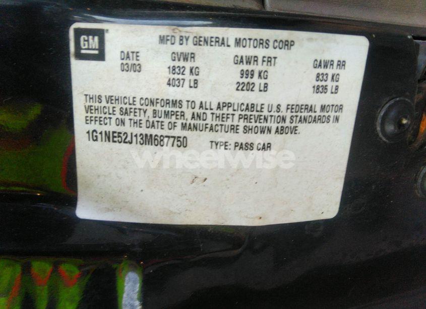 Photo 9 of 2003 Chevrolet Malibu LS (VIN 1G1NE52J13M687750)