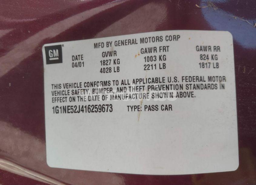 Photo 9 of 2001 Chevrolet Malibu LS (VIN 1G1NE52J416259673)