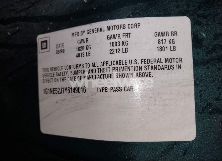 Photo 9 of 2000 Chevrolet Malibu LS (VIN 1G1NE52J7Y6149016)